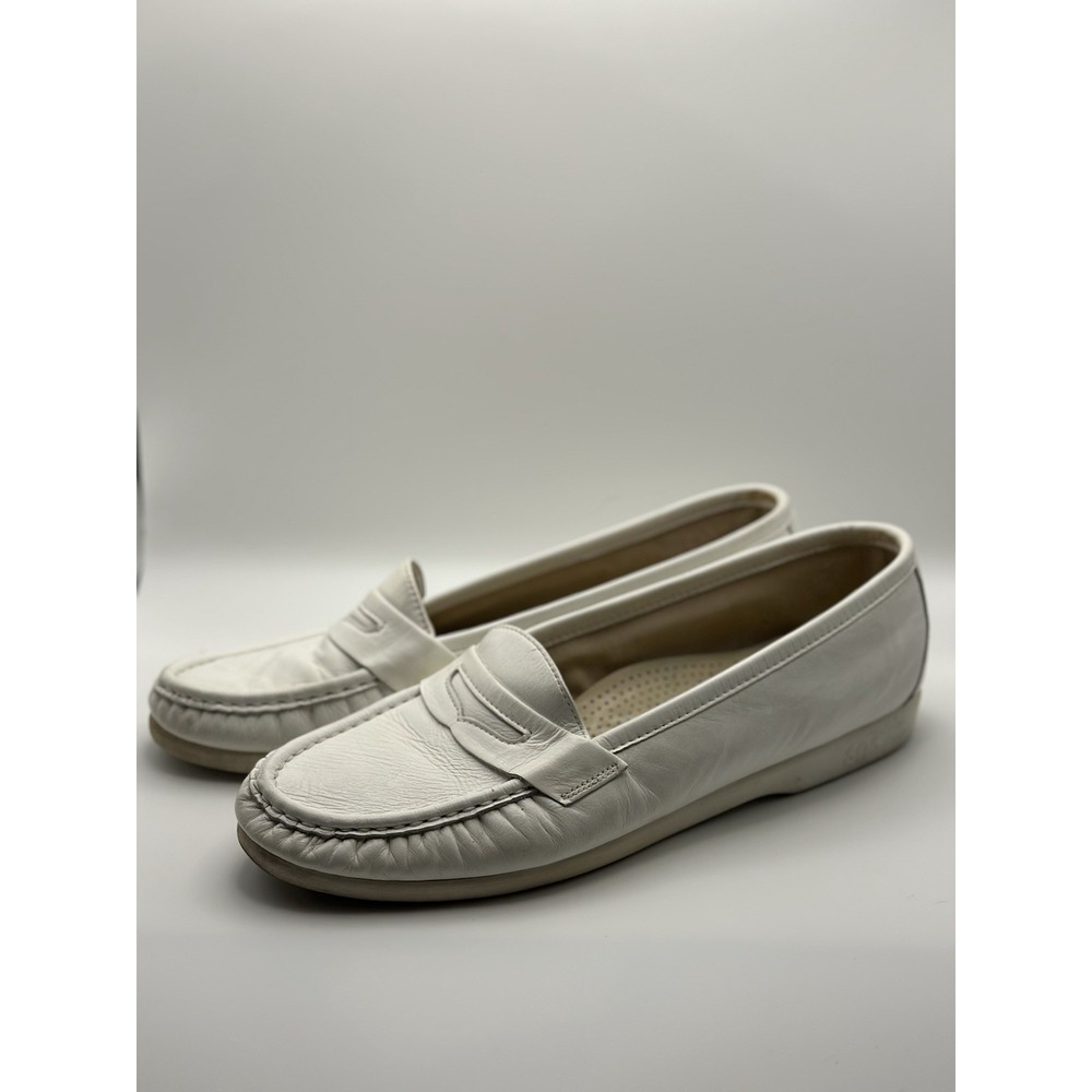 SAS Womens Wink Penny Loafers White Comfort‎ Leather Shoes, size US 8.5 M